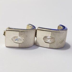 Two Tone Silver Cubic Zirconia Earrings
